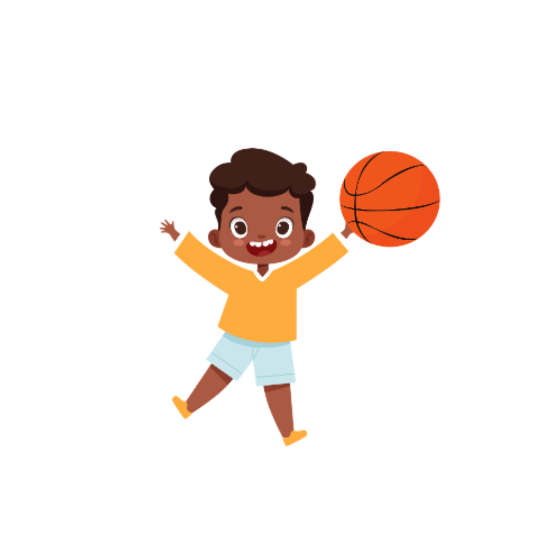 Is the boy holding the ball?