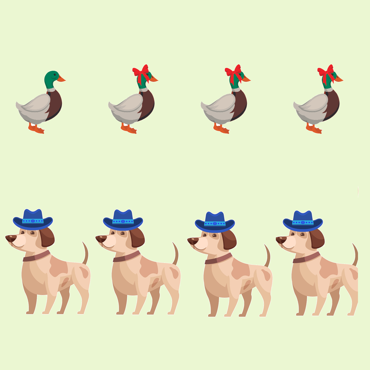 Do some of the dogs have a hat?
