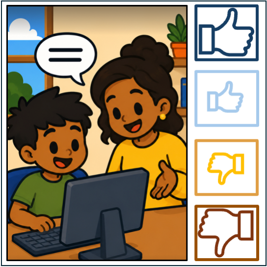 Talk with your child about sentences describing people and other things in the world