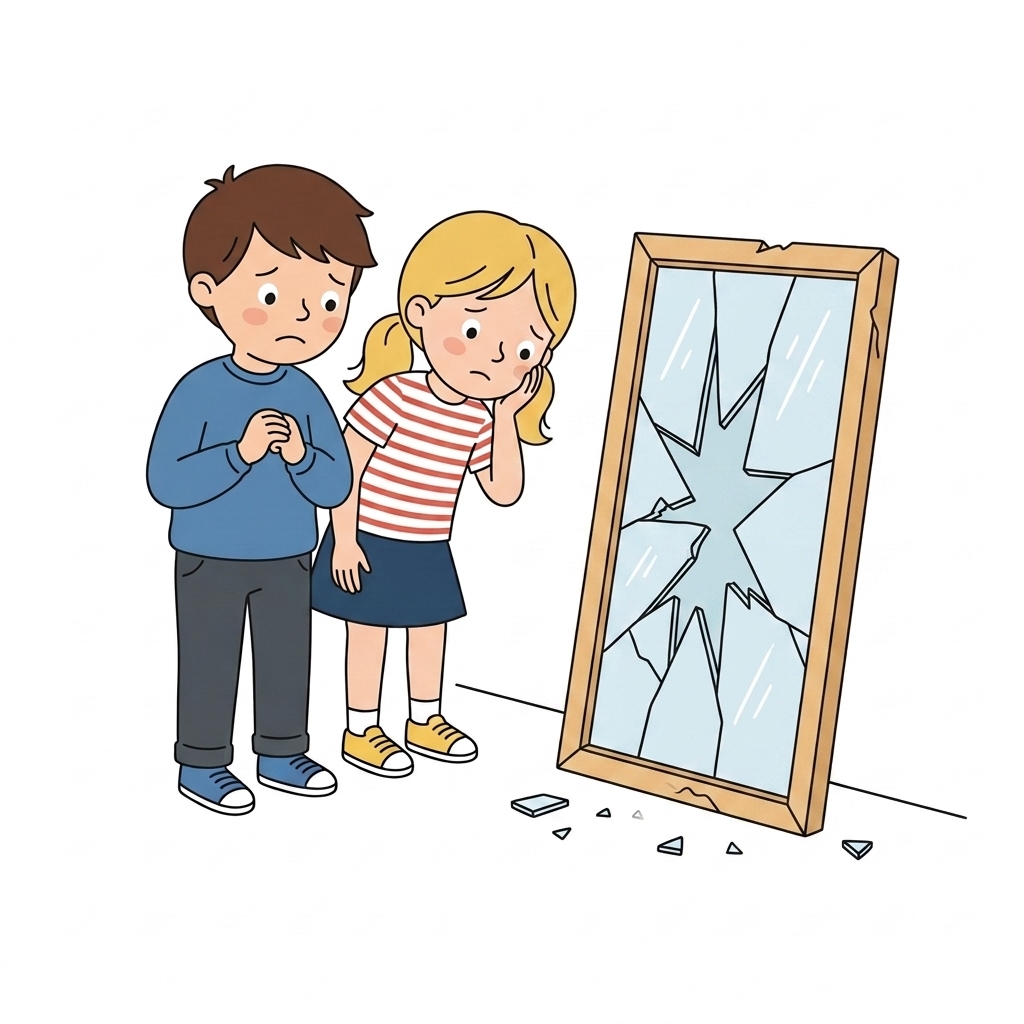 Did Bobby or Sophia break the mirror?